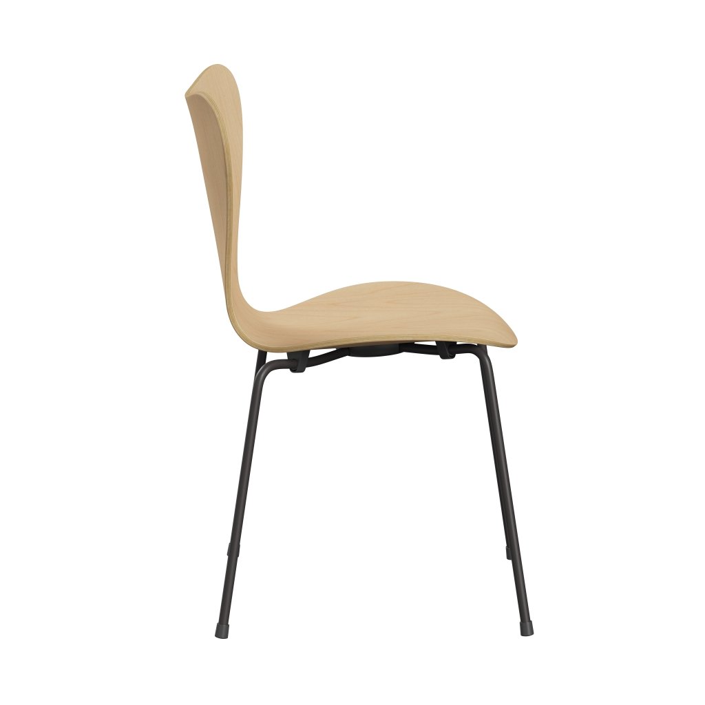 Fritz Hansen 3107 Chair Unupholstered, Warm Graphite/Maple Veneer Natural