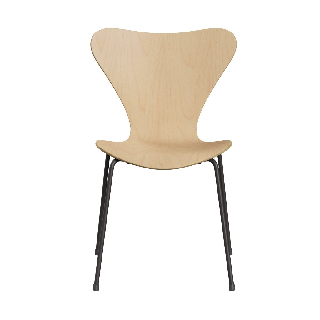 Fritz Hansen 3107 Chair Unupholstered, Warm Graphite/Maple Veneer Natural