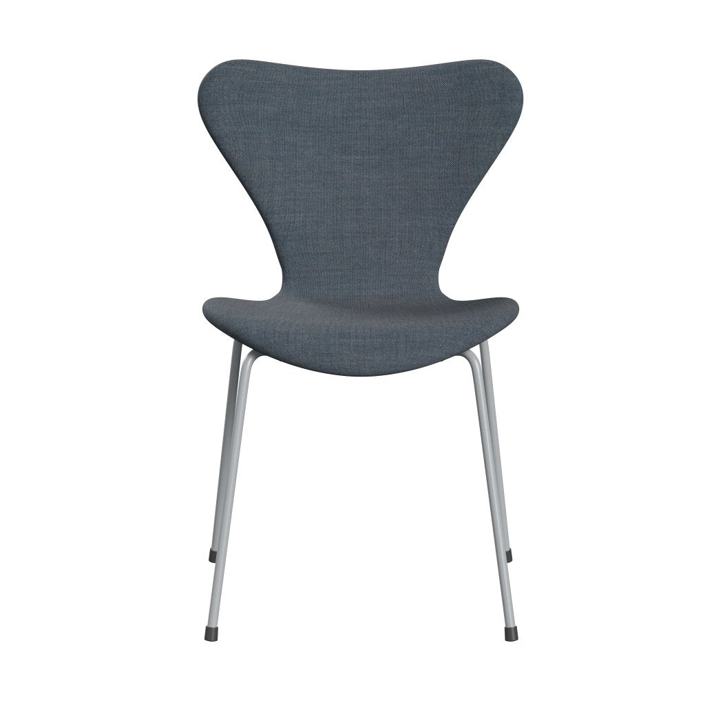 Fritz Hansen 3107 Chair Full Upholstery, Silver Grey/Remix Petrol Blue Dark