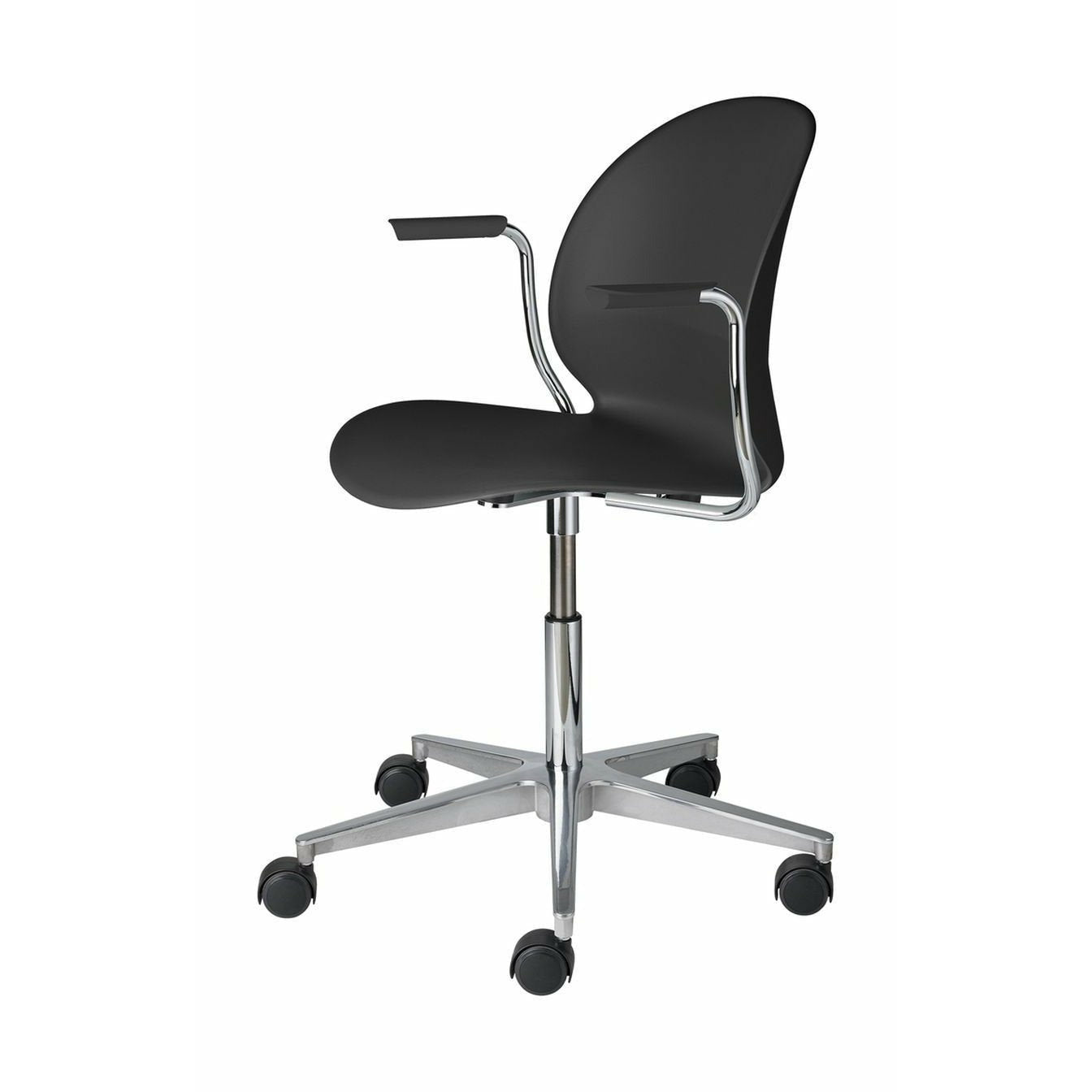Fritz Hansen N02 Recycle Swivel fauteuil, zwart/gepolijst aluminium