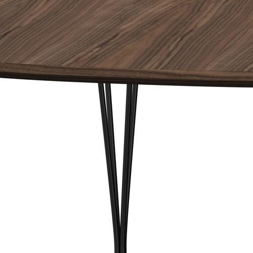 Fritz Hansen Superellipse Extendable Table Black/Walnut Veneer With Walnut Table Edge, 300x120 Cm