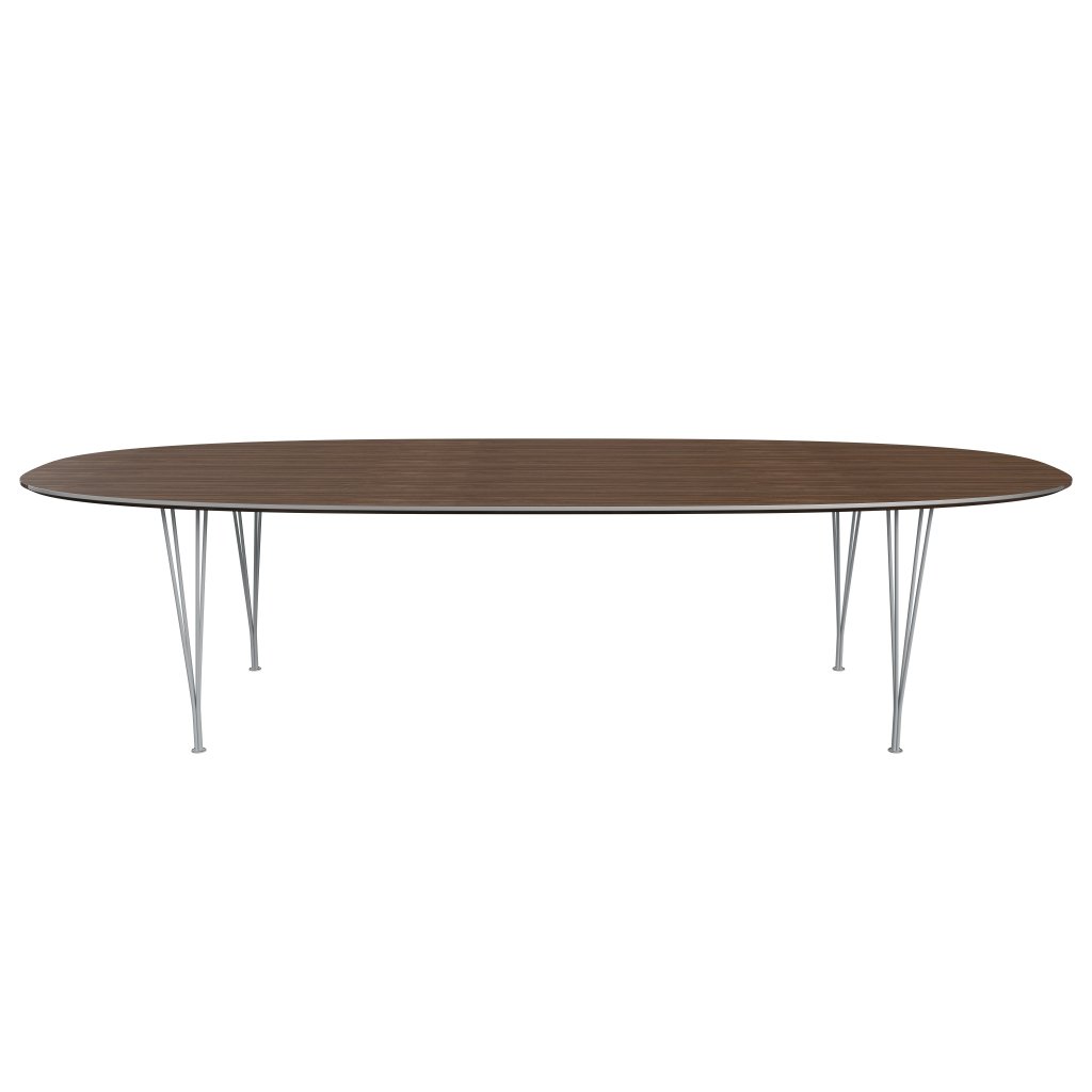 Fritz Hansen Superellipse Dining Table Silver Grey/Walnut Veneer, 300x130 Cm
