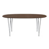 Fritz Hansen Superellipse Dining Table Silvergrey/Walnut Veneer With Walnut Table Edge, 170x100 Cm