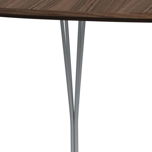 Fritz Hansen Superellipse Dining Table Silver Grey/Walnut Veneer With Walnut Table Edge, 180x120 Cm