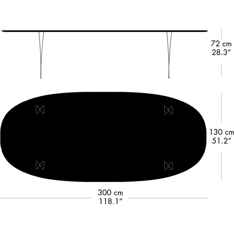Fritz Hansen Superellipse Dining Table Warm Graphite/Black Fenix Laminates, 300x130 Cm