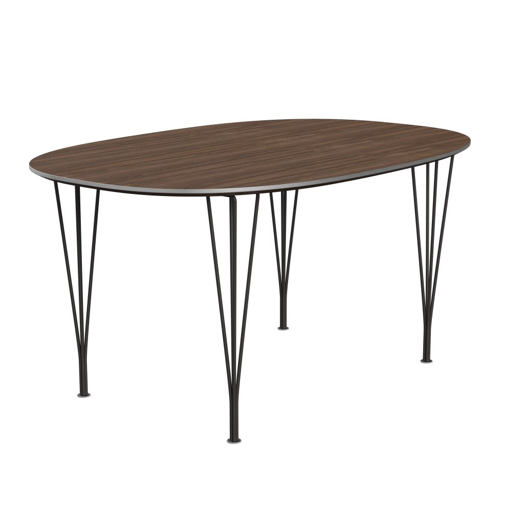 Fritz Hansen Superellipse Dining Table Warm Graphite/Walnut Veneer, 150x100 Cm
