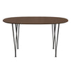 Fritz Hansen Superellipse Dining Table Warm Graphite/Walnut Veneer With Walnut Table Edge, 135x90 Cm