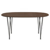 Fritz Hansen Superellipse Dining Table Warm Graphite/Walnut Veneer With Walnut Table Edge, 150x100 Cm