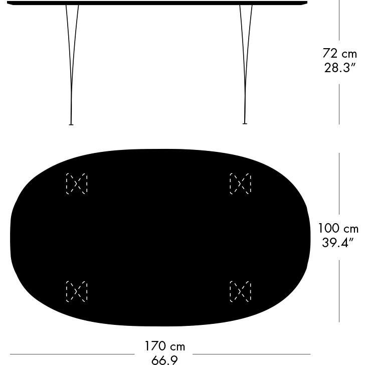 Fritz Hansen Superellipse Dining Table Warm Graphite/Walnut Veneer With Walnut Table Edge, 170x100 Cm