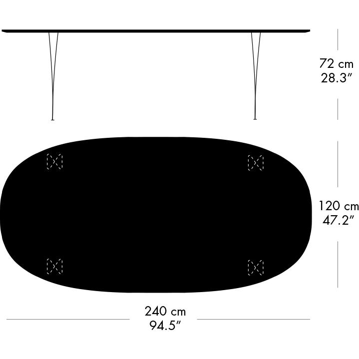 Fritz Hansen Superellipse Dining Table White/Black Fenix Laminates, 240x120 Cm