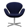 Fritz Hansen Swan Lounge Chair, Satin Brushed Aluminium/Fame Dark Blue (66005)