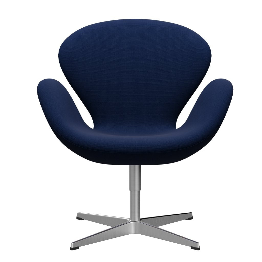 Fritz Hansen Swan Lounge Chair, Satin Brushed Aluminium/Fame Dark Blue (66071)