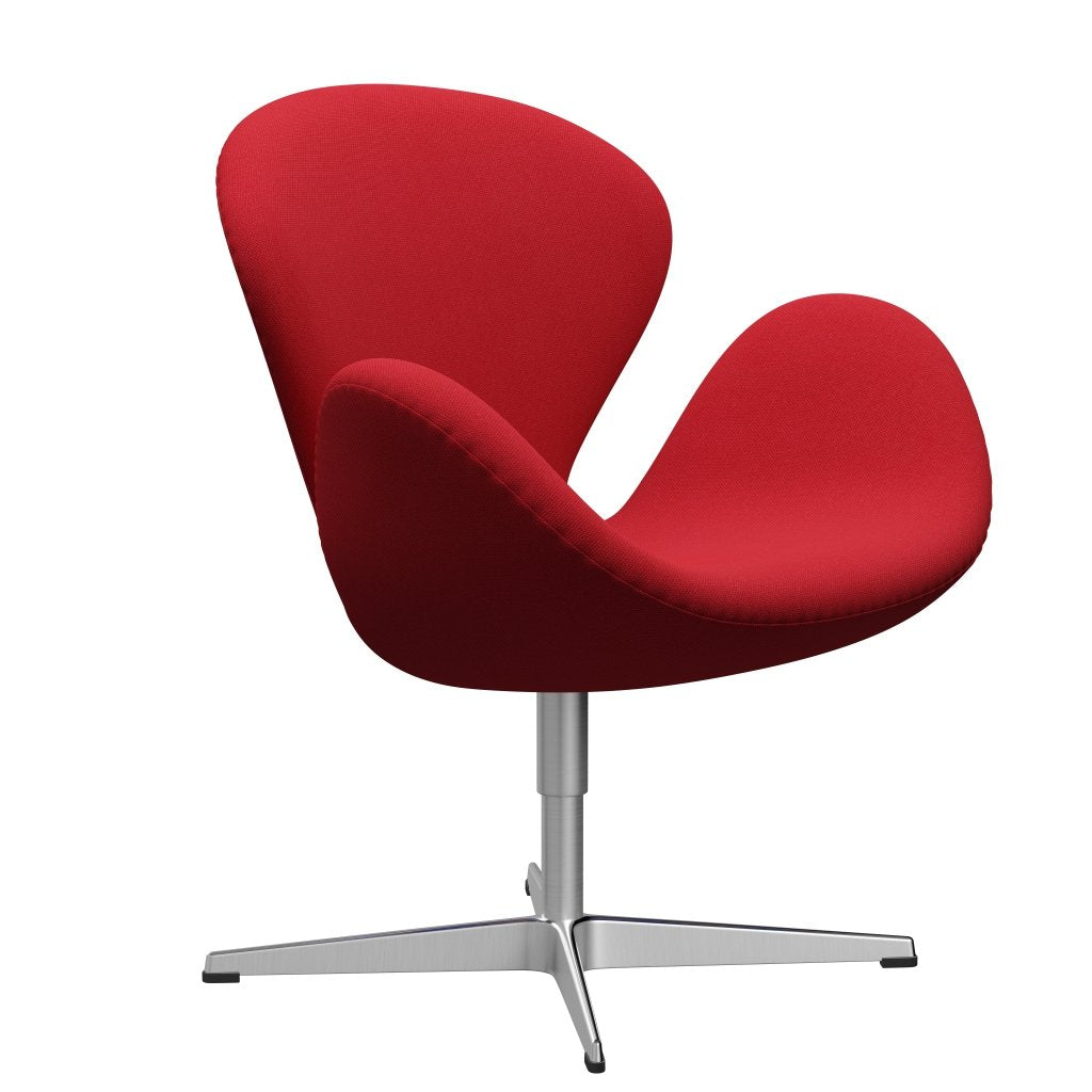 Fritz Hansen Swan Lounge Chair, Satin Brushed Aluminium/Steelcut Trio Light Red