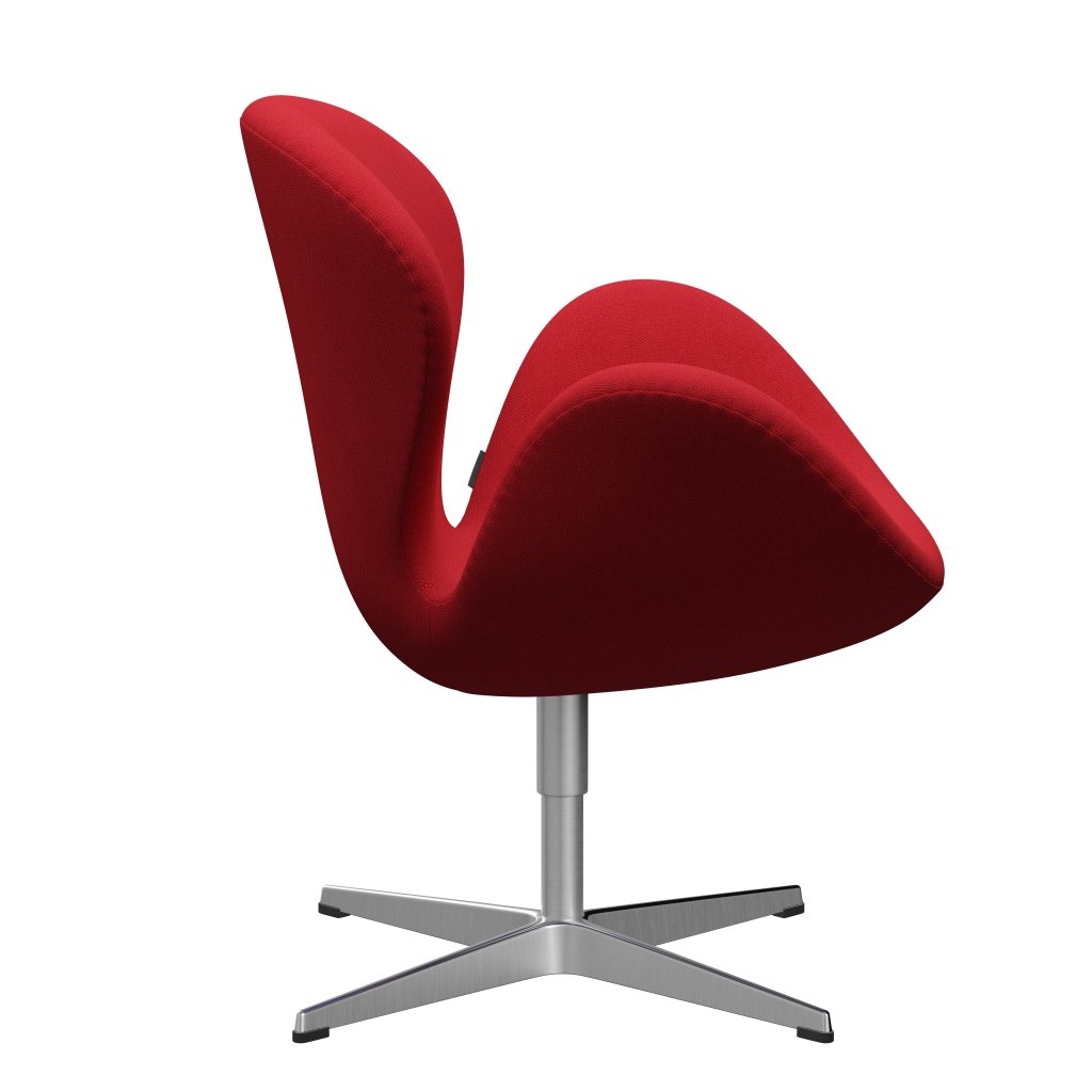 Fritz Hansen Swan Lounge Chair, Satin Brushed Aluminium/Steelcut Trio Light Red