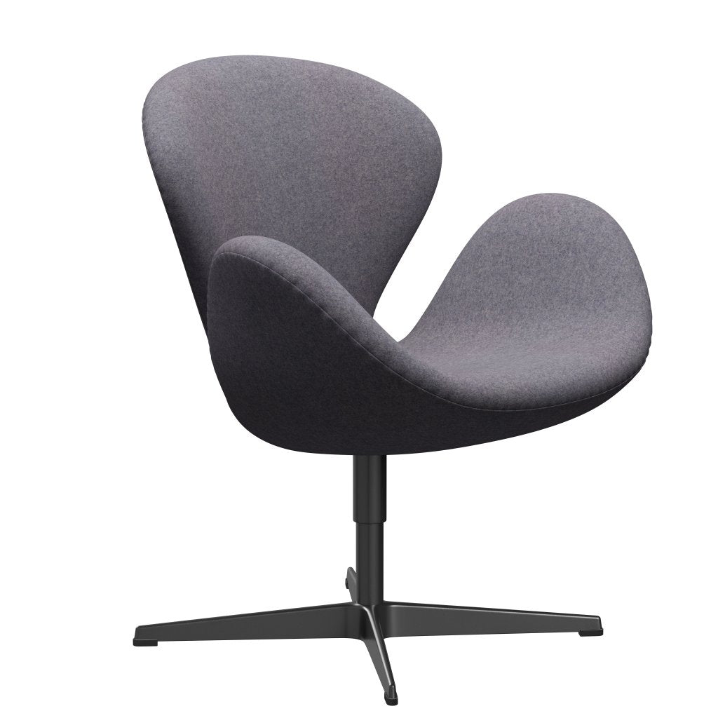 Fritz Hansen Swan Lounge Chair, Black Lacquered/Divina MD Soft Blue Gray