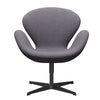 Fritz Hansen Swan Lounge Chair, Black Lacquered/Divina MD Soft Blue Gray