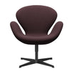 Fritz Hansen Swan Lounge Chair, Black Lacquered/Fiord Bourgondië