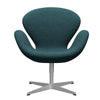 Fritz Hansen Swan Lounge Chair, Silver Gray/Divina MD Turquoise Dark
