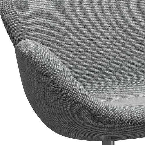 Fritz Hansen Swan Sofa 2-Sitzer, Satiniertes gebürstetes Aluminium/Hallingdal Weiß Grau