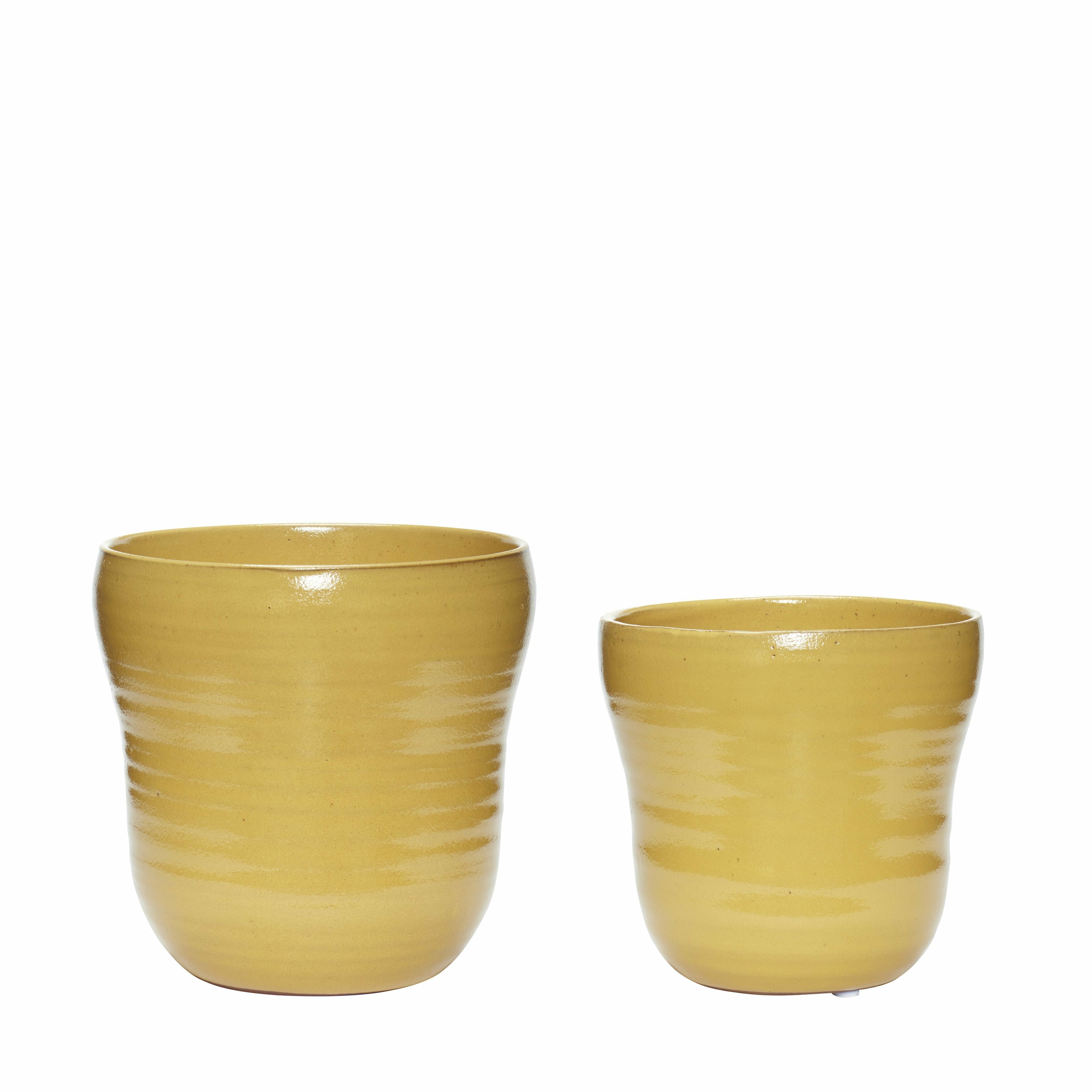 Hübsch Care Pot Keramik Gelb 2er Set