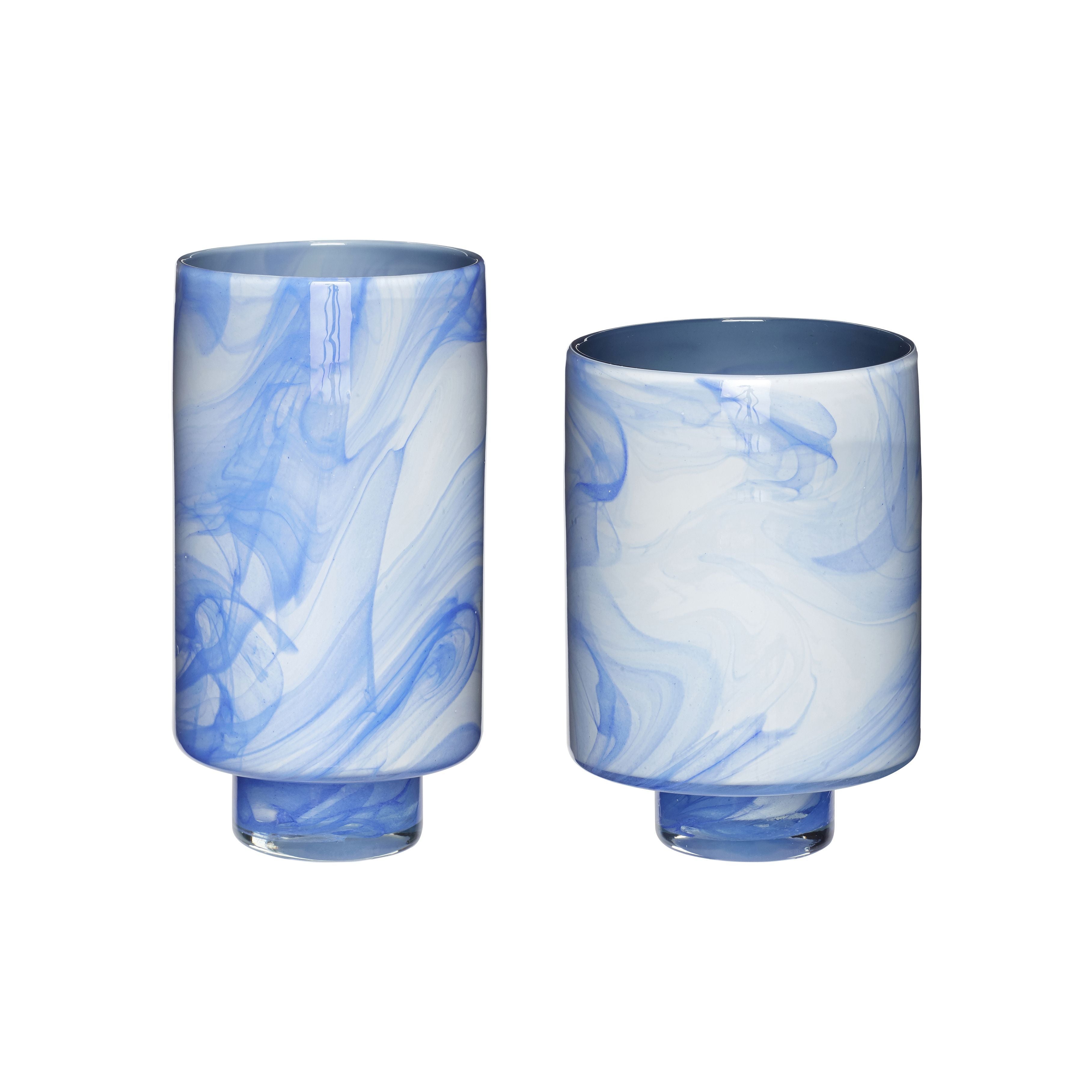 Hübsch Wolkenvase Glas Weiß/Blau S/2