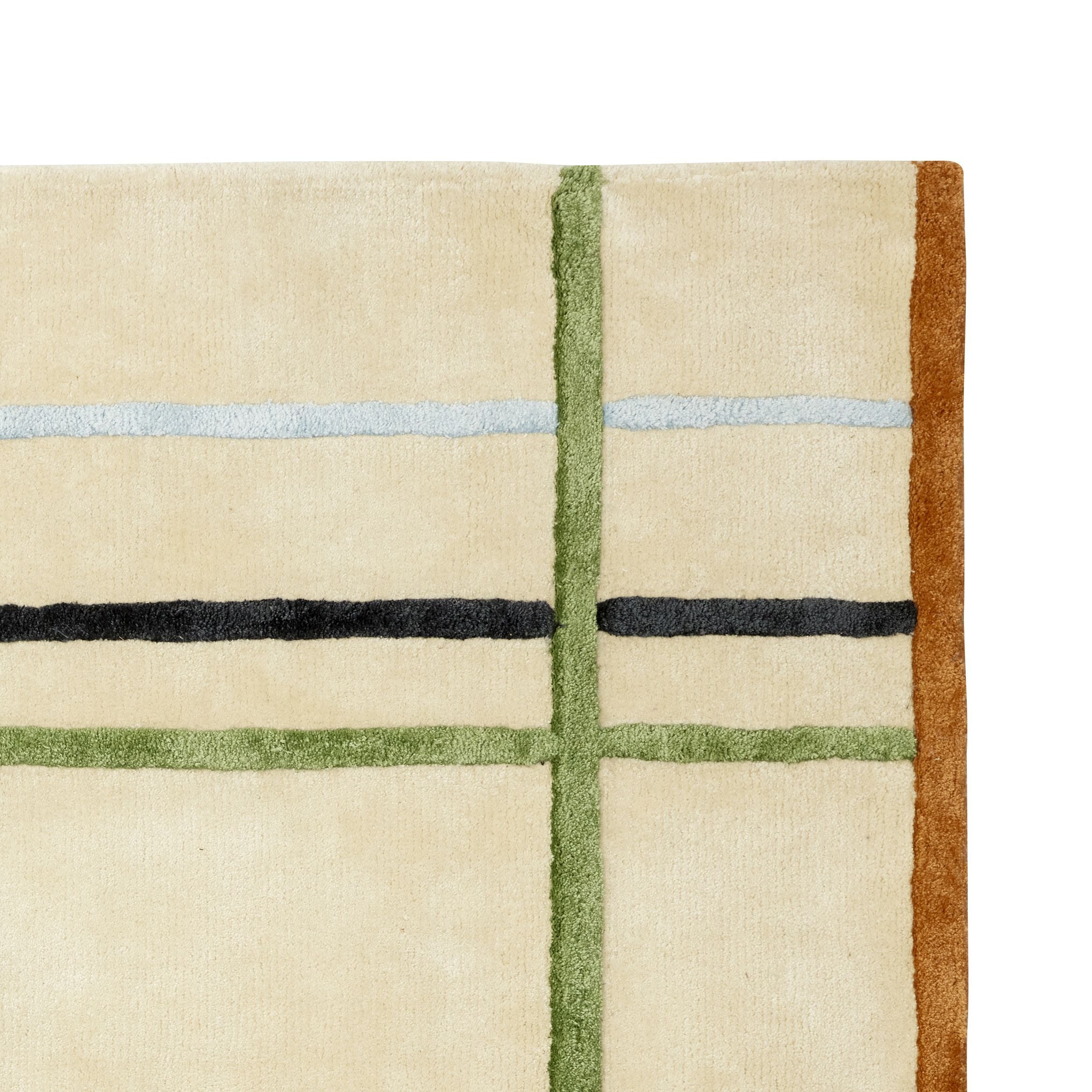 Hübsch Fluffy tapijt beige/blauw/groen/bruin/zwart