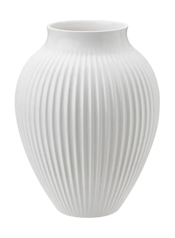 Knabstrup Keramik Vase With Grooves H 20 Cm, White