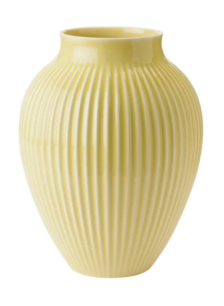Knabstrup Keramik Vase mit Rillen H 27 Cm, Gelb
