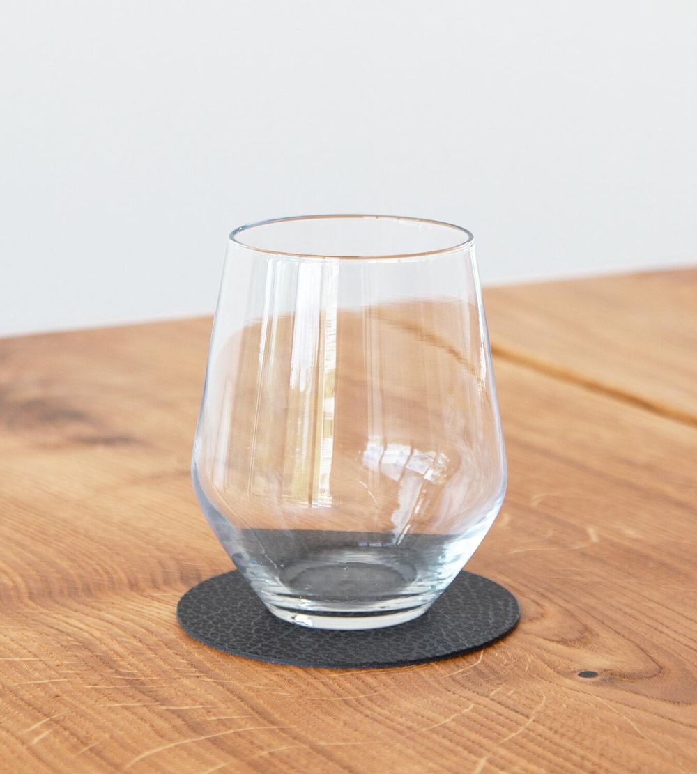 Lind Dna Circle Glass Coaster nijlpaard leer, zwarte antraciet