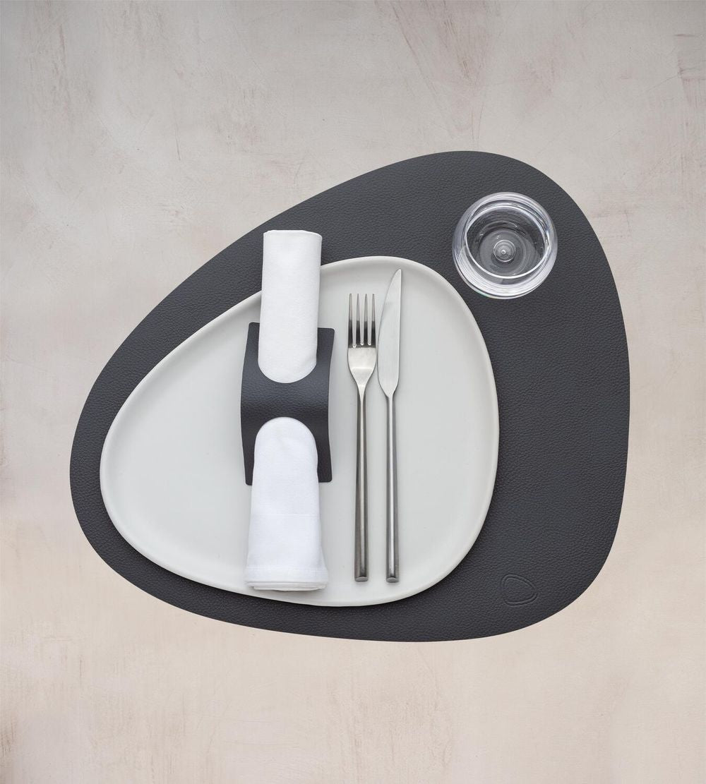Lind Dna Curve Placemat Serene Leather L, Anthracite
