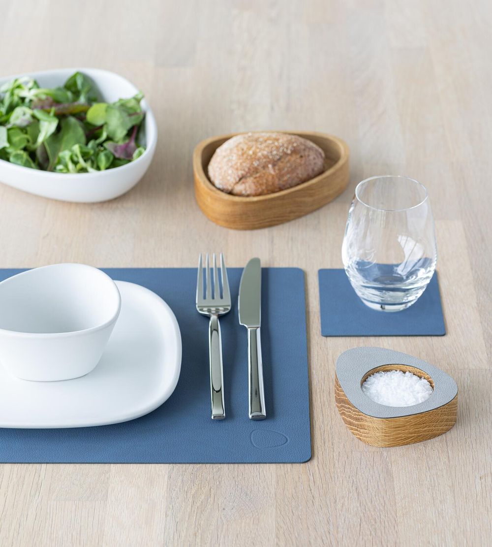 Lind Dna Vierkante placemat nupo leer M, donkerblauw