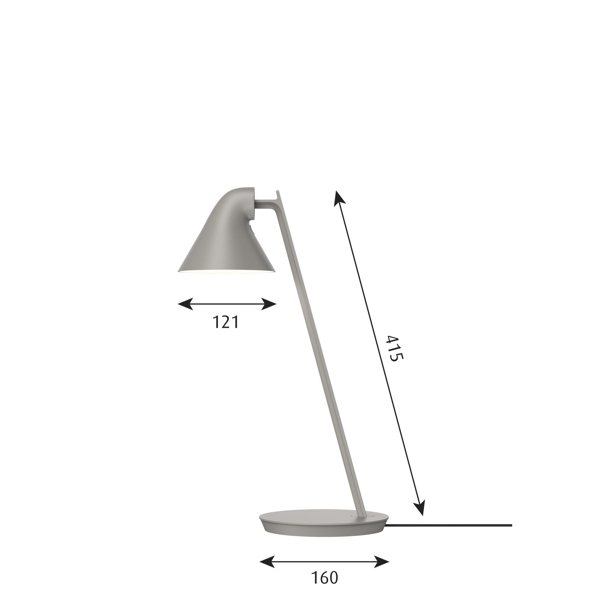 Louis Poulsen NJP mini -tafellamp, lichtgrijs