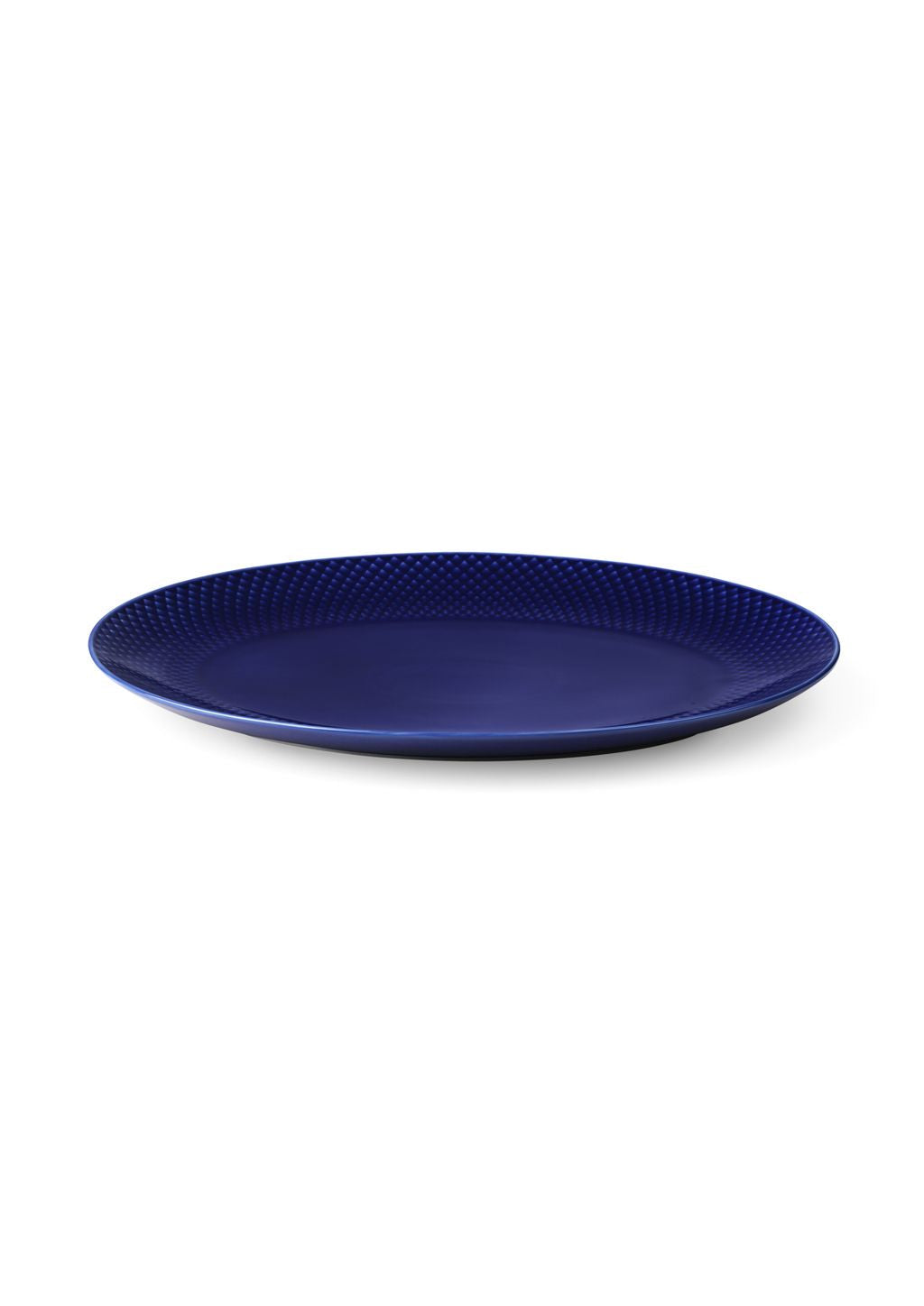 Lyngby Porcelæn Rhombe kleur ovaal serveerplaat 35x26,5, donkerblauw