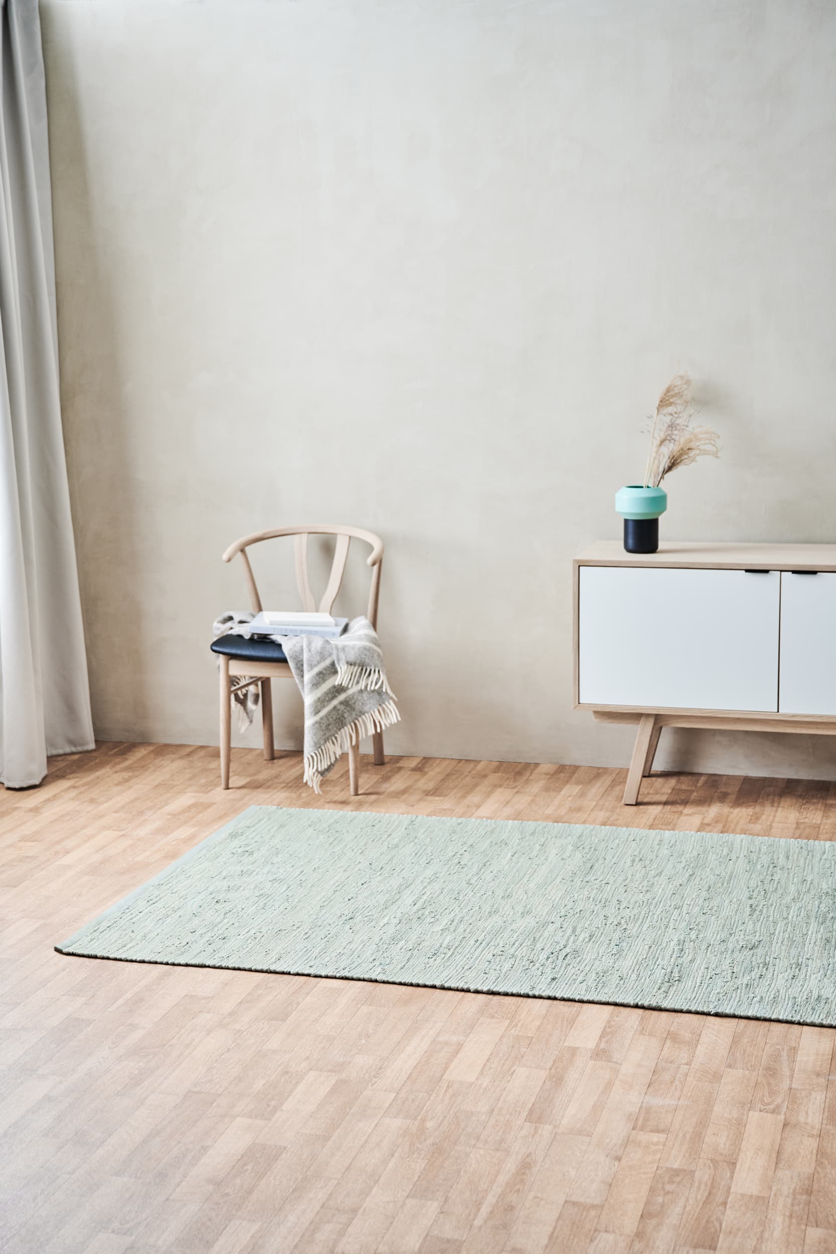 Rug Solid Katoenen tapijt 75 x 300 cm, mint