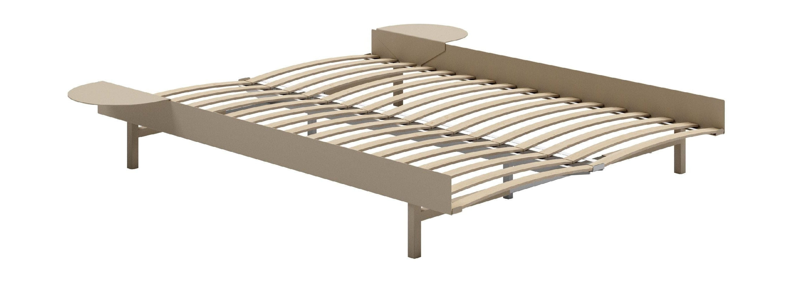 Moebe Bed met lamellen en 2 nachtkastjes van 140 cm, zand