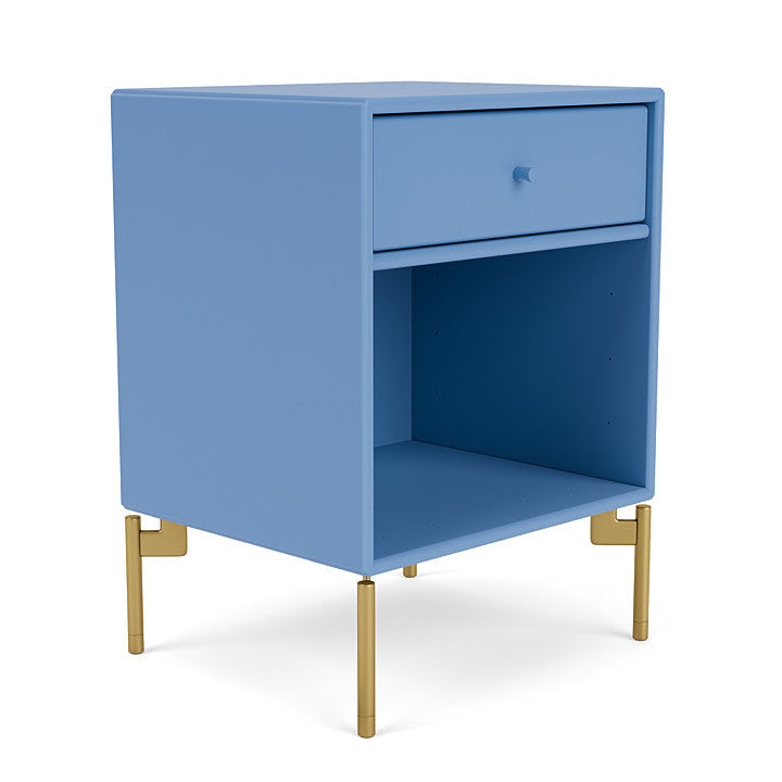 Montana Dream nachtkastje met benen, Azure Blue/Brass