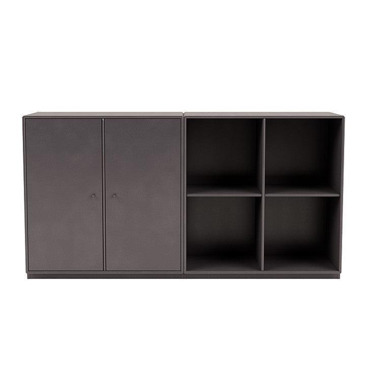 Montana -Paar klassisches Sideboard mit 3 cm Sockel, Kaffeebraun