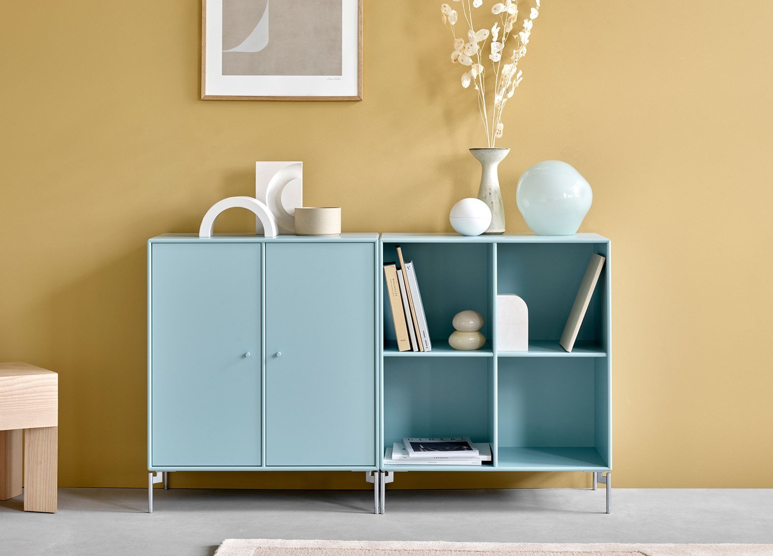 Montana paar klassiek dressoir met 7 cm plint, azure blauw