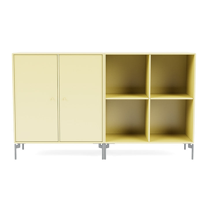 Montana Paar klassisches Sideboard mit Beinen, Camomile/Matt Chrom