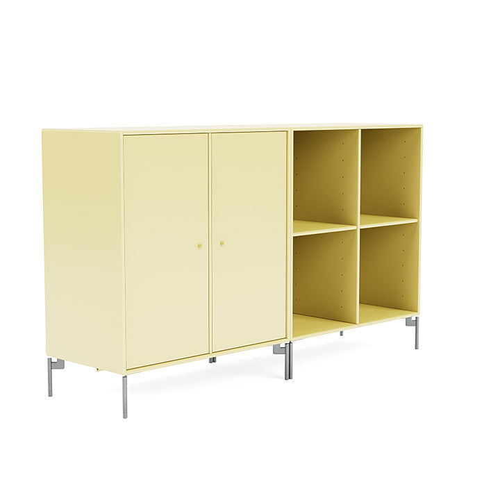 Montana Paar klassisches Sideboard mit Beinen, Camomile/Matt Chrom