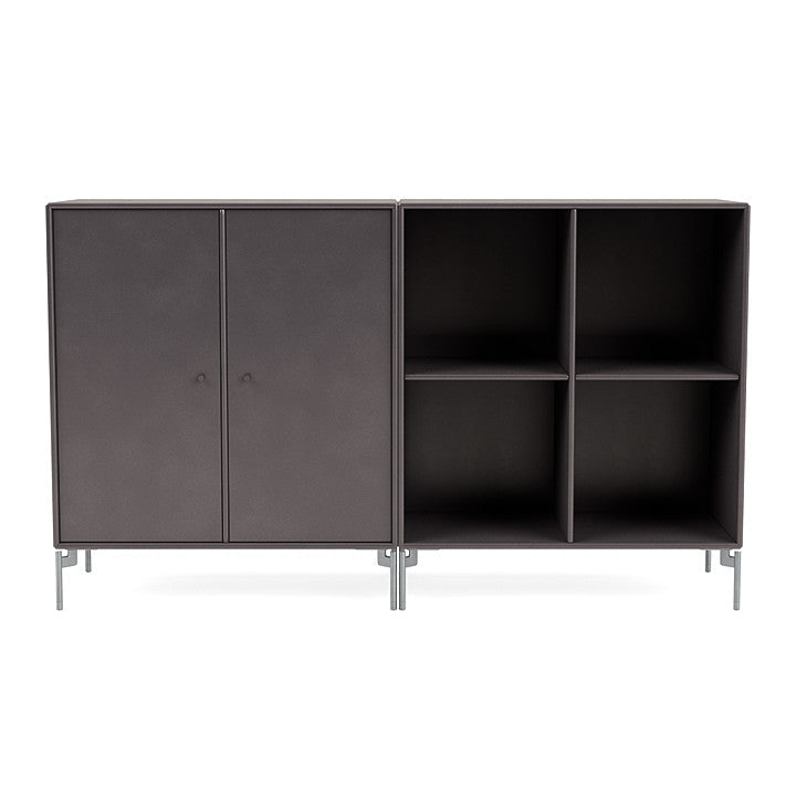 Montana Paar klassisches Sideboard mit Beinen, Kaffee/Matt Chrom