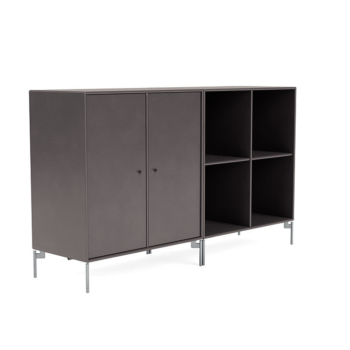 Montana Paar klassisches Sideboard mit Beinen, Kaffee/Matt Chrom