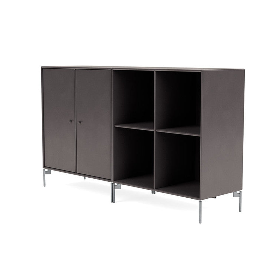 Montana Pair Classic dressoir met benen, koffie/mat chroom