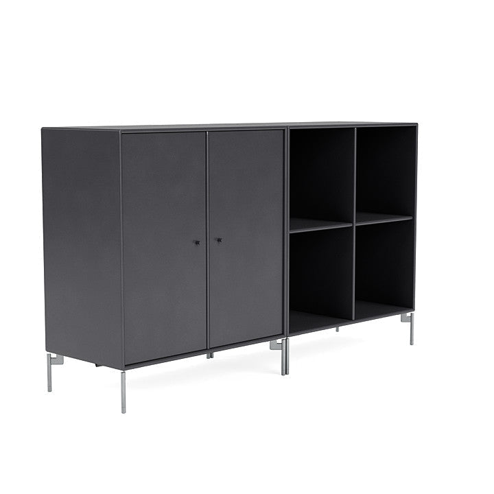 Montana Paar klassisches Sideboard mit Beinen, Carbonschwarz/Matt -Chrom