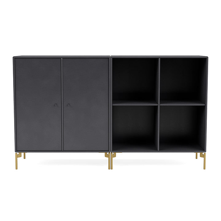 Montana Paar klassisches Sideboard mit Beinen, Carbonschwarz/Messing