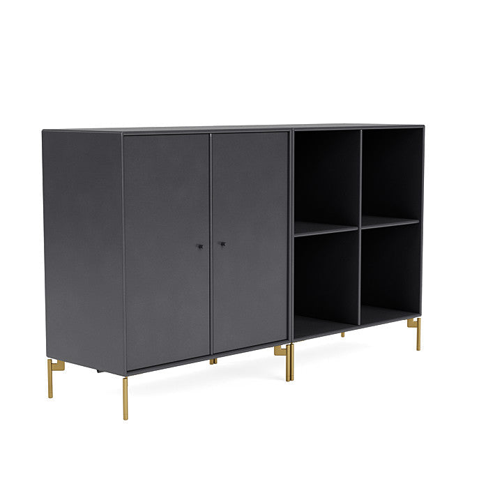 Montana Paar klassisches Sideboard mit Beinen, Carbonschwarz/Messing