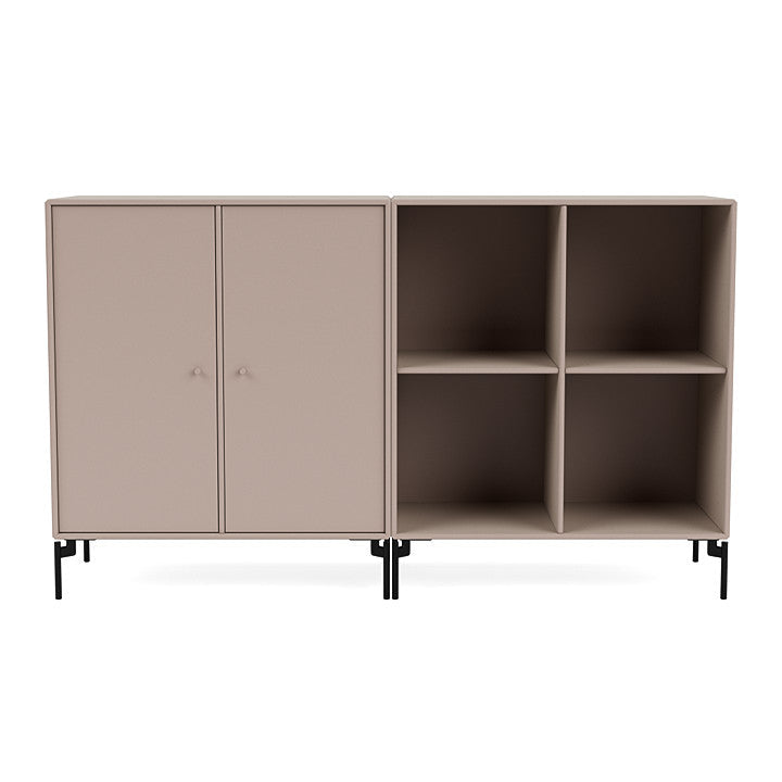 Montana Paar klassisches Sideboard mit Beinen, Pilzbraun/Schwarz