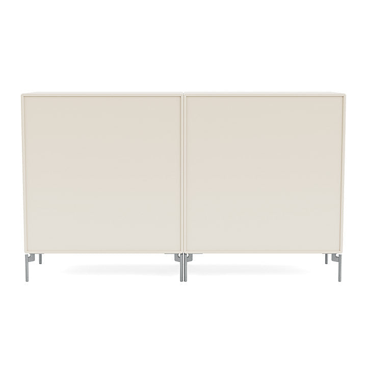 Montana Paar klassisches Sideboard mit Beinen, Hafer/Matt Chrom