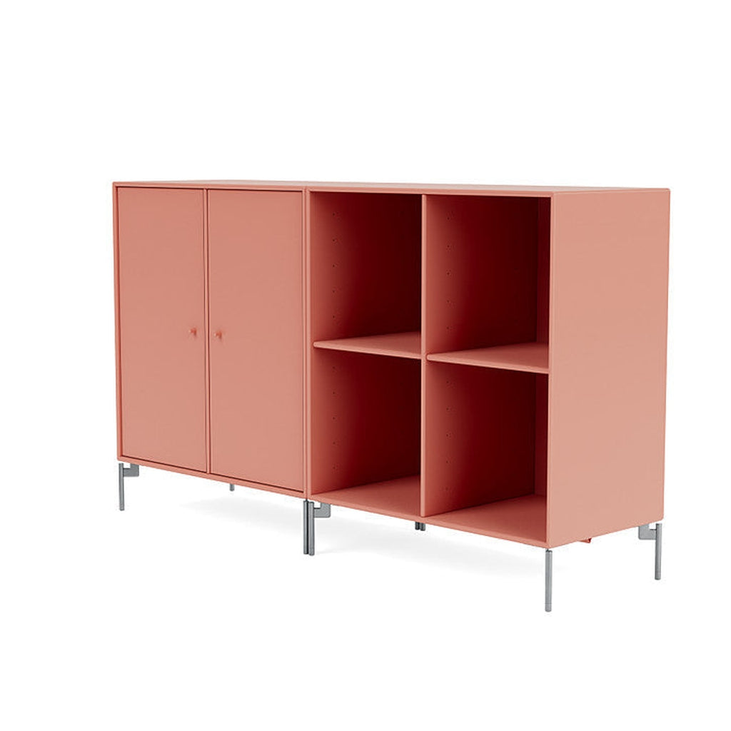 Montana Paar klassisches Sideboard mit Beinen, Rhabarber/Matt Chrom