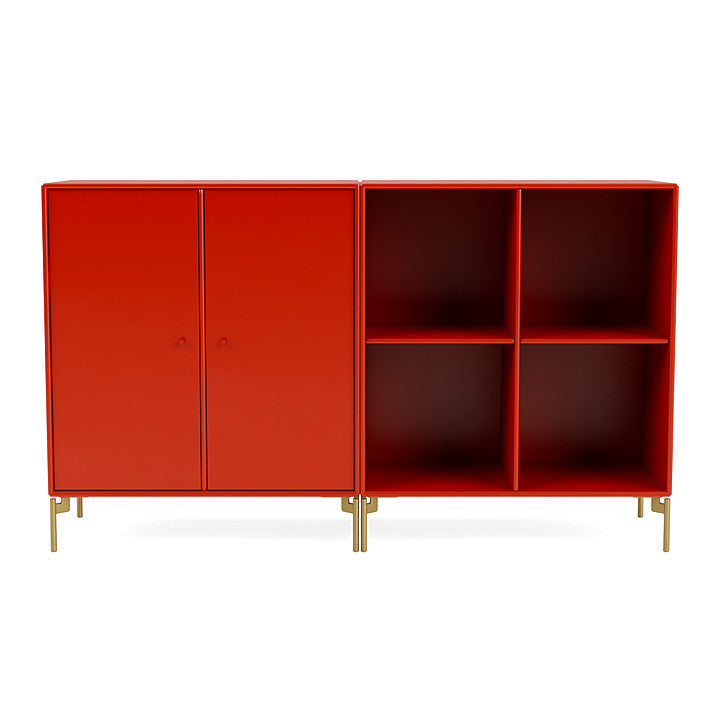 Montana -Paar klassisches Sideboard mit Beinen, Hagebuch/Messing